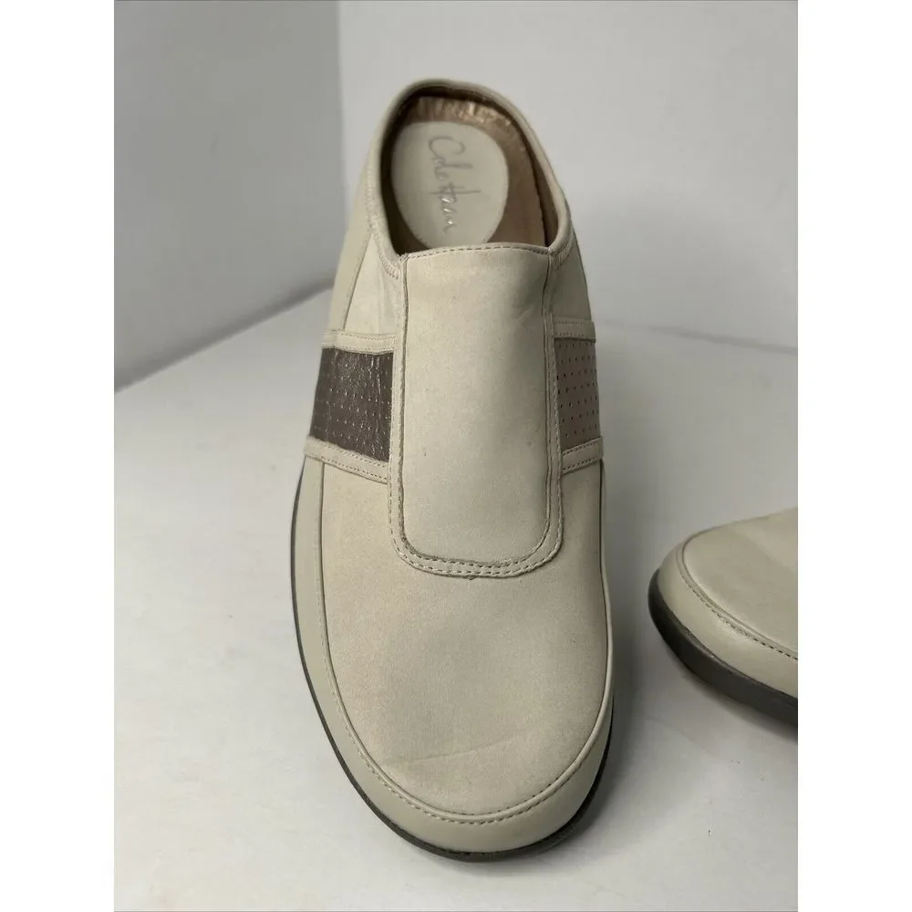 Cole Haan Taupe Rose Gold Trim  Gray Wedge Heel Shoes New‎ Sz 9.5